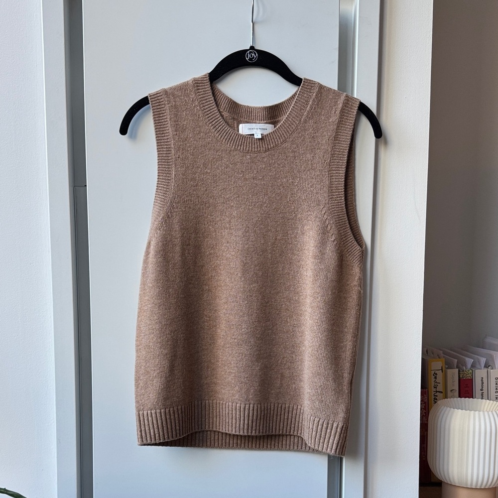 Chinti & Parker Wool Cashmere Sleeveless Tan Sweater Vest